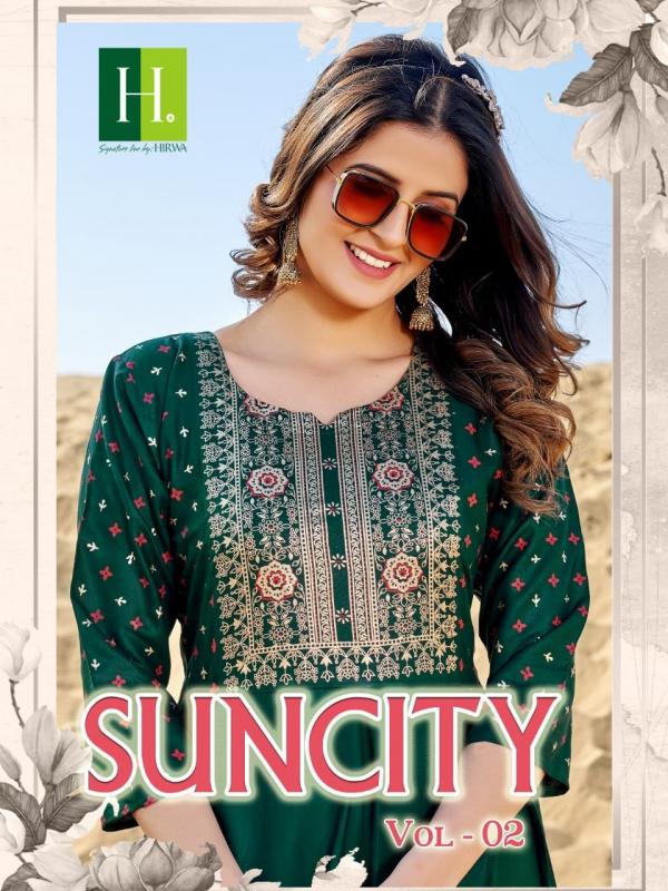 Hirwa Suncity Vol 2 Plus Size Designer Long Anarkali Kurti Collection